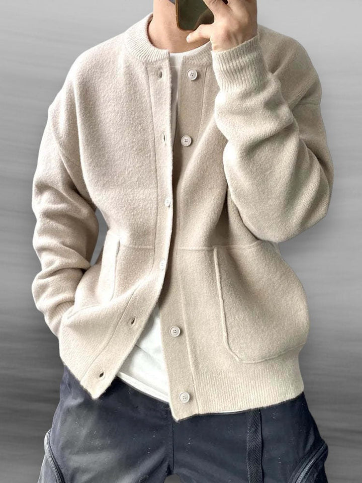 Men's Cotton Blend Cardigan – Lightweight Smart Casual Knit – Beige