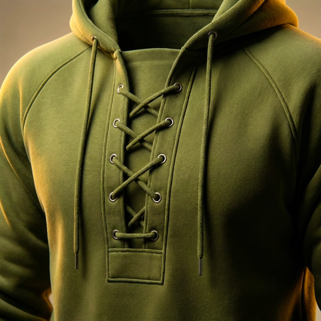 Men's Organic Cotton Hoodie – Lace-Up Front Mid-Weight Hoodie – view 7