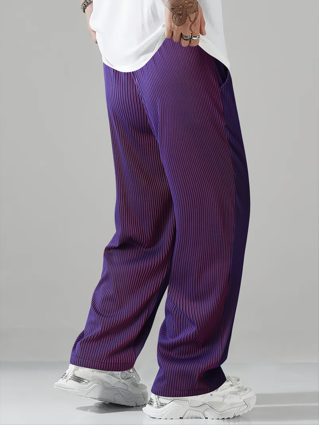 Men's Lightweight Striped Trousers – Straight-Leg Drawstring – view 9