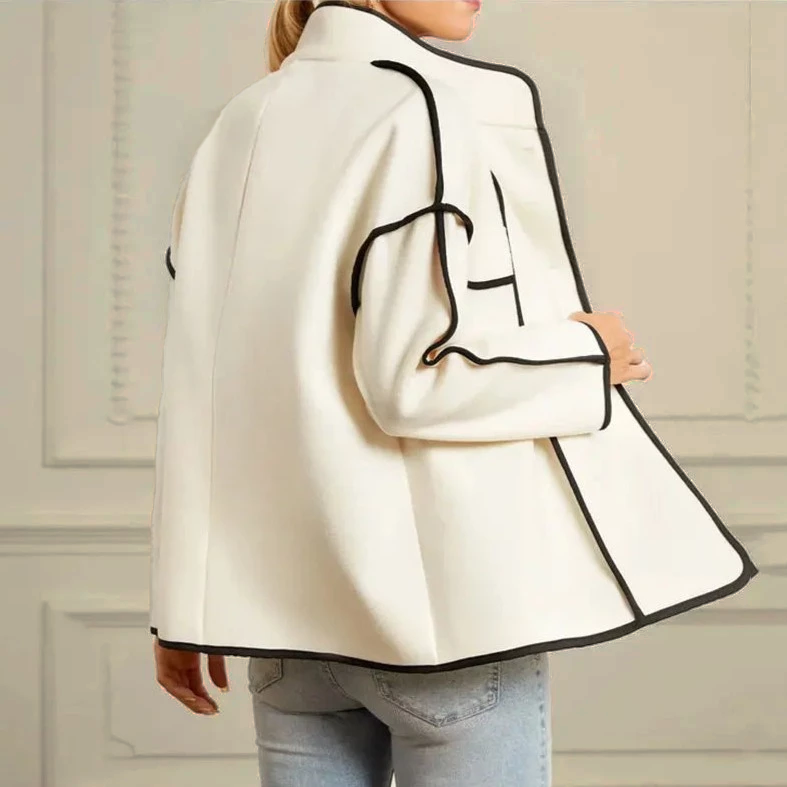 Women's Monaco Piped Wool Jacket – Insulated Contrast Trim – view 4