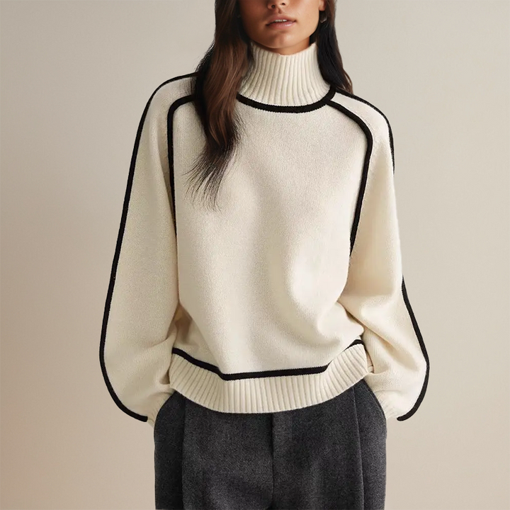 Women's Emilie Cashmere Turtleneck Jumper – Chainette Knit – view 3