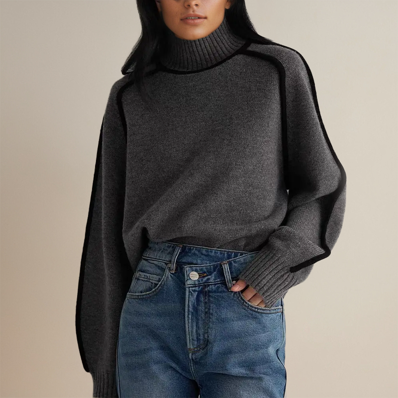 Women's Emilie Cashmere Turtleneck Jumper – Chainette Knit – view 5