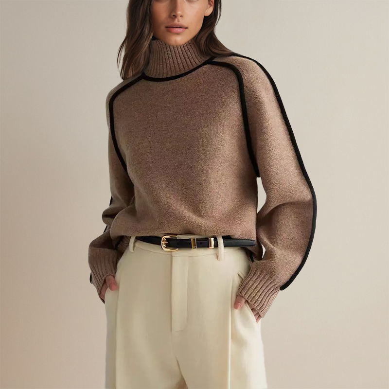 Women's Emilie Cashmere Turtleneck Jumper – Chainette Knit – view 4