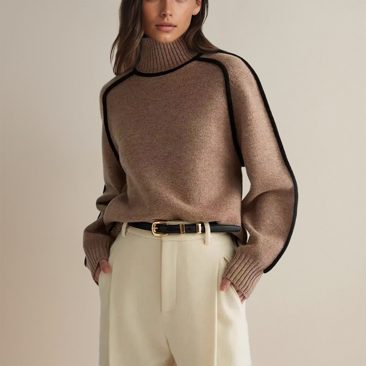 Women's Emilie Cashmere Turtleneck Jumper – Chainette Knit – view 4