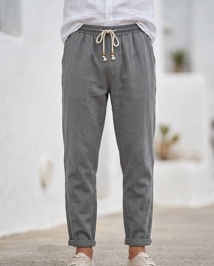 Men's Linen Trousers – Massimo Relaxed Drawstring Summer Fit – view 7