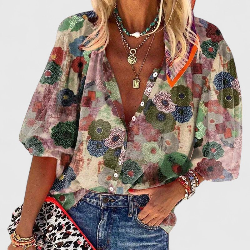 Women's Floral Long Sleeve Blouse - Effortless Elegance for Any