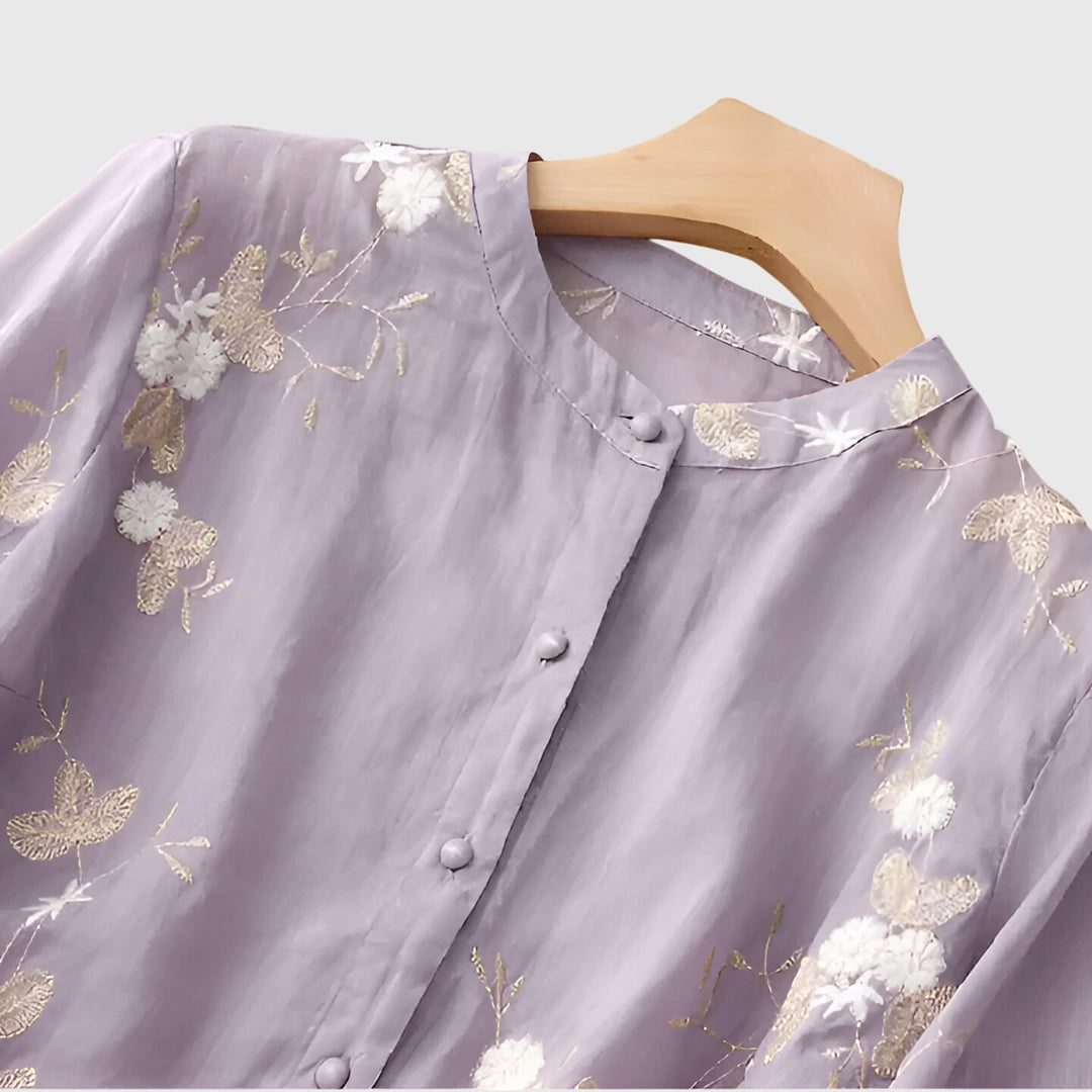 Women's Embroidered Floral Elegant Blouse - Everyday Elegance