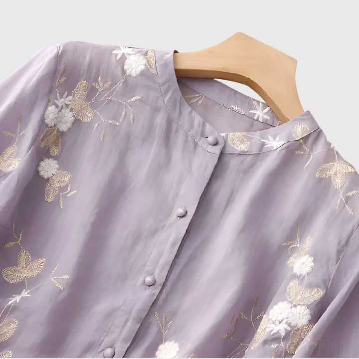 Women's Embroidered Floral Elegant Blouse - Everyday Elegance