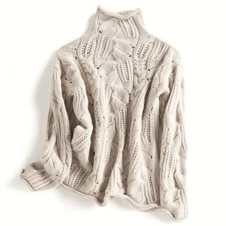 Women's Cashmere Cable Knit Turtleneck Jumper – Winter Layer – view 2