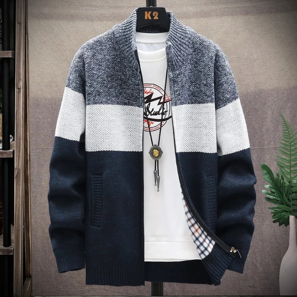 Men's Alden Full-Zip Knit Cardigan – High Collar Layering Piece – view 5