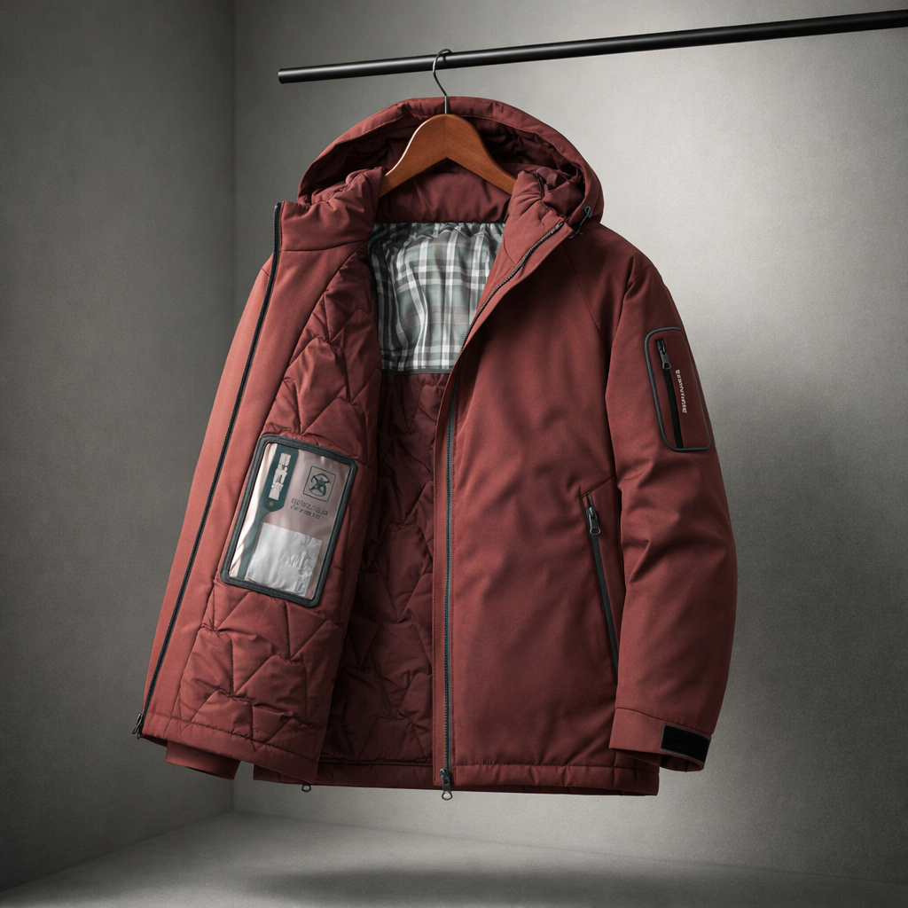 Men's Hooded Down Puffer Jacket – Water-Resistant Quilted Coat – Red