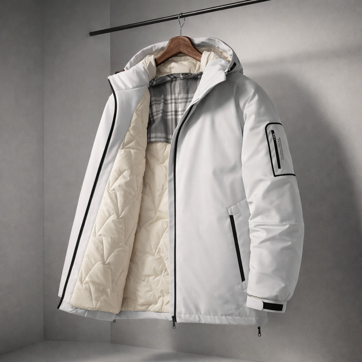Men's Hooded Down Puffer Jacket – Water-Resistant Quilted Coat – Snow