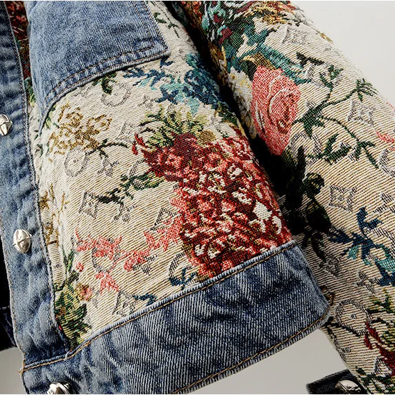 Women's Lyon Blossom Floral Denim Jacket – Organic Cotton – view 5