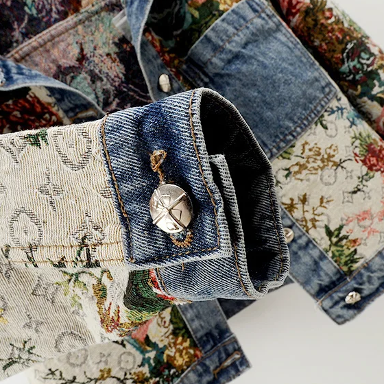 Women's Lyon Blossom Floral Denim Jacket – Organic Cotton – view 4