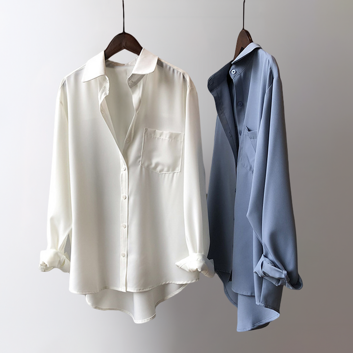 Women's Satin Blouse – Elegant High-Low Hem for Work to Evening – view 3