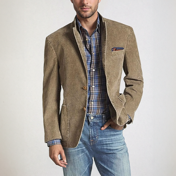Men's Cotton Canvas Double Breasted Blazer – Tailored Smart Style