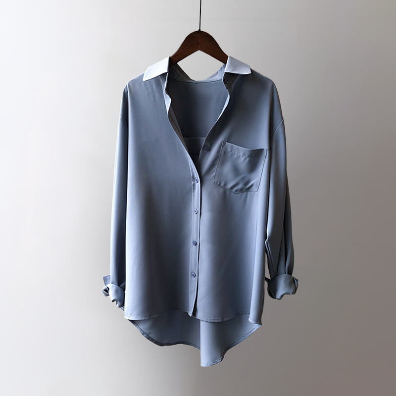 Women's Satin Blouse – Elegant High-Low Hem for Work to Evening – view 6