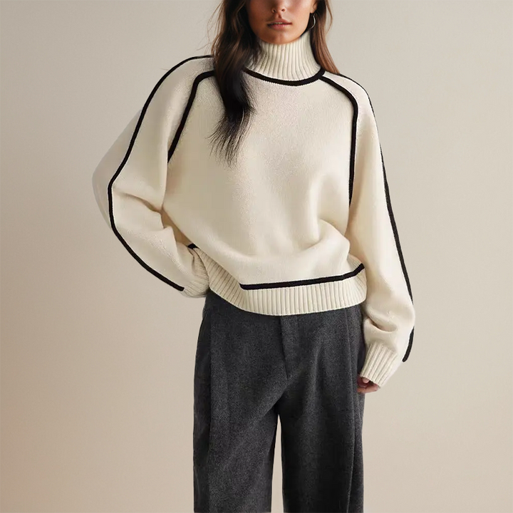 Women's Emilie Cashmere Turtleneck Jumper – Chainette Knit – view 2