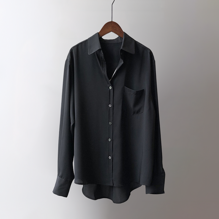 Women's Satin Blouse – Elegant High-Low Hem for Work to Evening – view 8