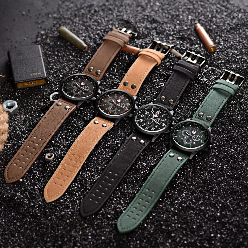 Men's Cowhide Strap Field Watch – Military-Inspired Design – view 7