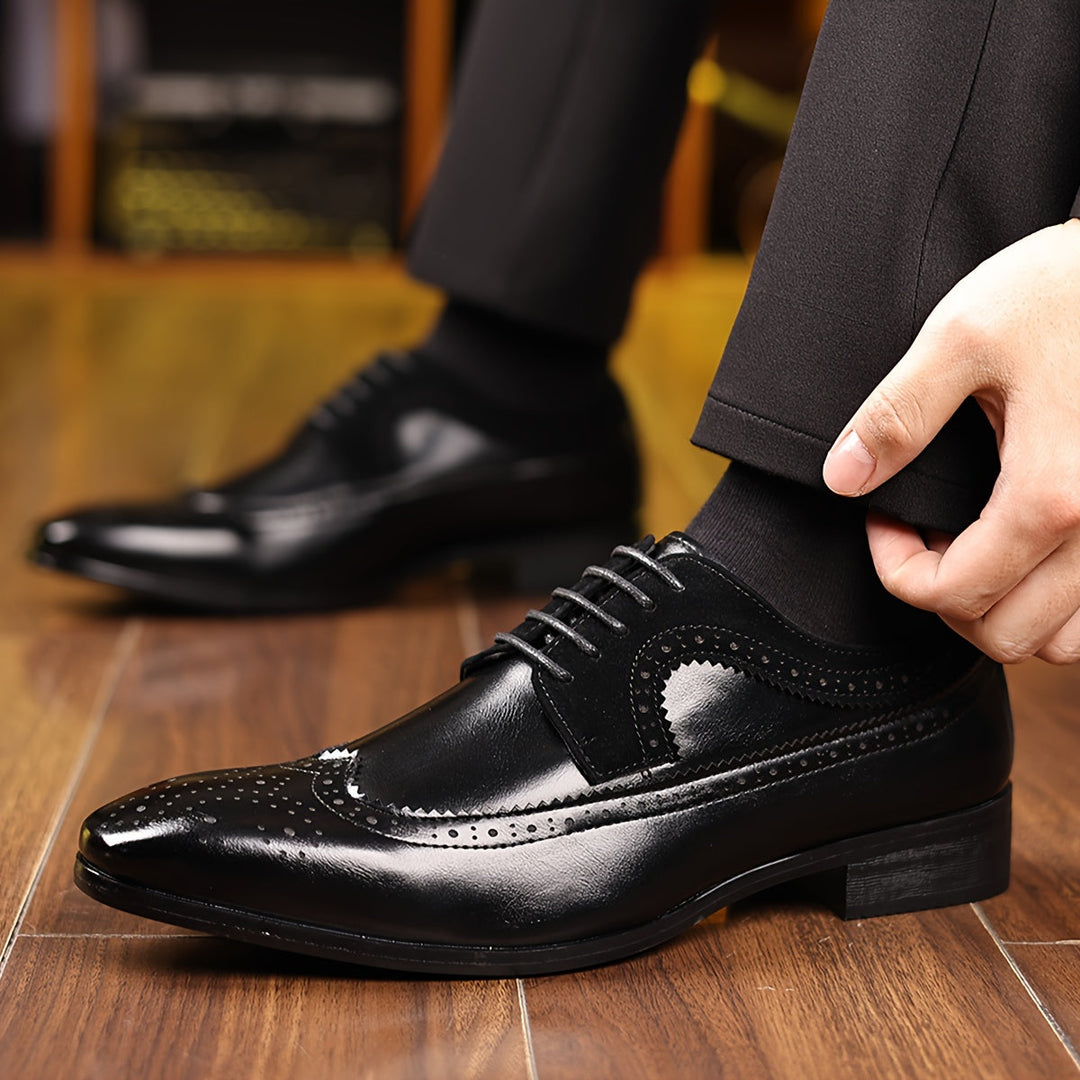 Men's Two-Tone Leather Brogues – Wingtip Lace-Up Dress Shoes – view 7
