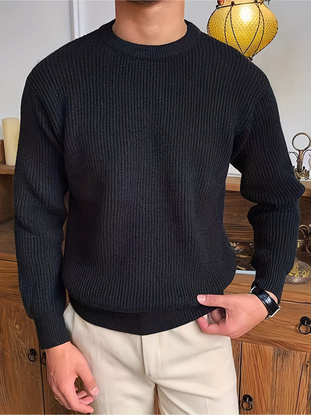 Milan Men's Crew Neck Knit Jumper – Soft Everyday Knitwear – view 2