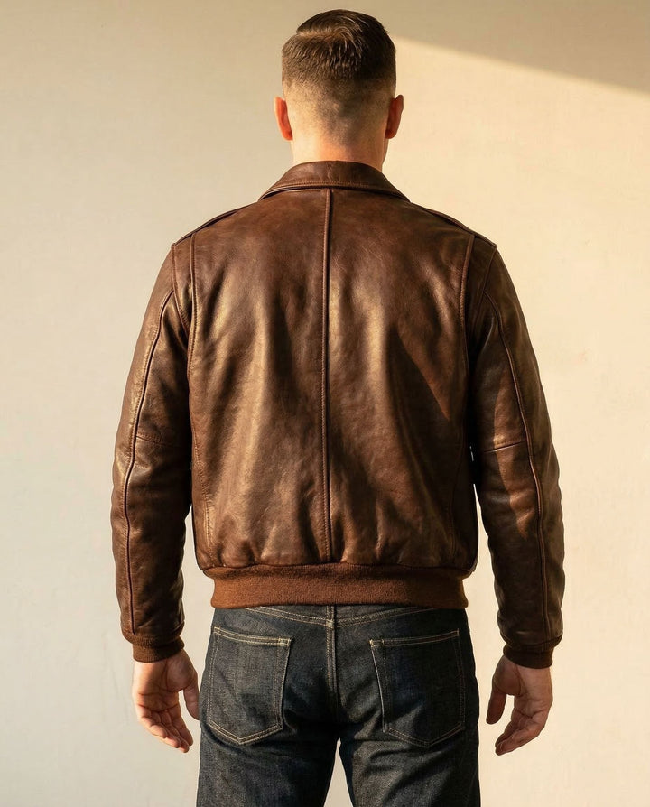 Men's Leather Aviator Jacket – Classic Biker Outerwear – view 5