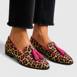 Women's Leopard Print Tassel Loafers - All-Day Comfort and Style
