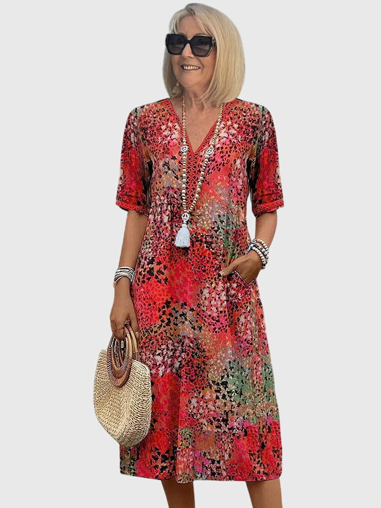 Women's Floral Midi Dress - Elegant & Versatile for Any Occasion