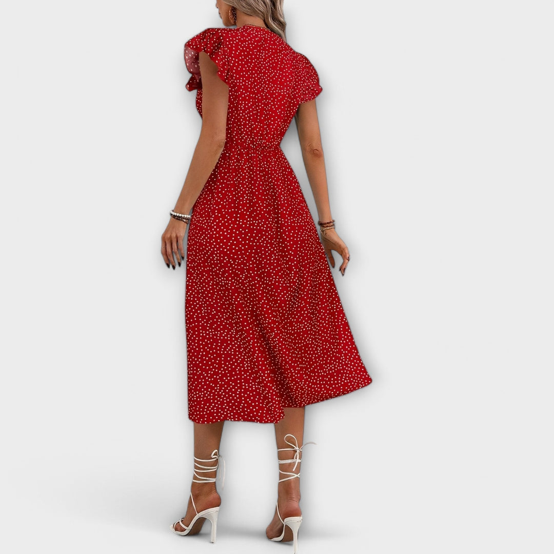 Women's Polka Dot A-Line Dress - Chic & Versatile for Any Occasion