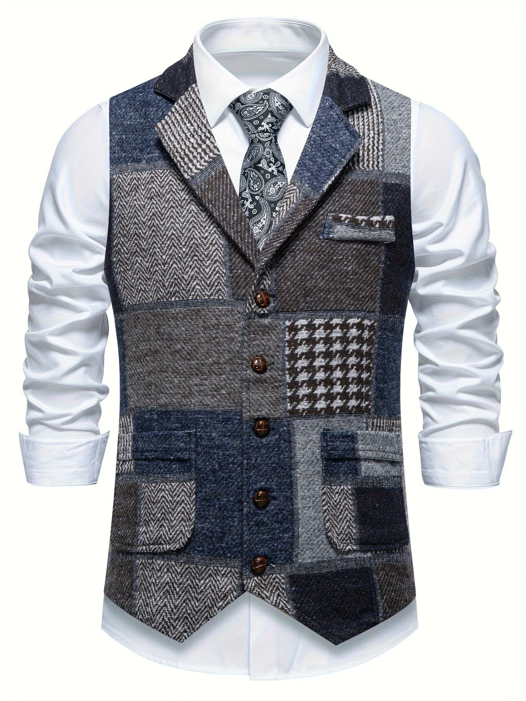 Men's Heritage Tweed Gilet – Herringbone Waistcoat for Smart Occasions – view 3