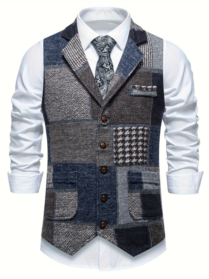 Men's Heritage Tweed Gilet – Herringbone Waistcoat for Smart Occasions – view 3