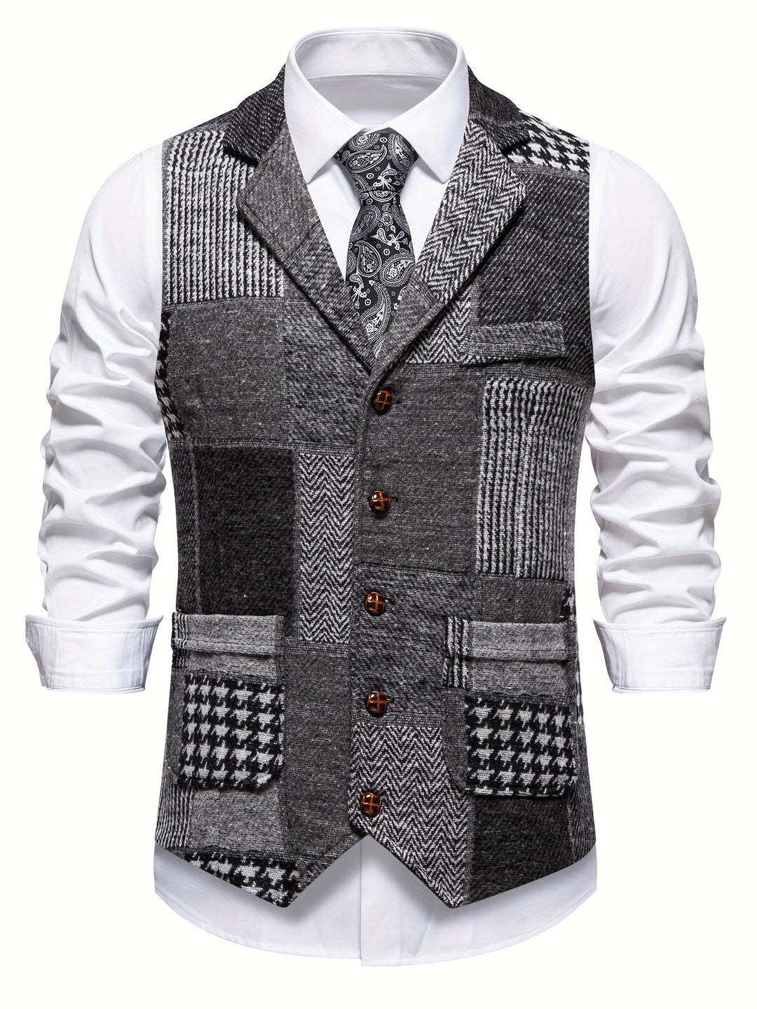 Men's Heritage Tweed Gilet – Herringbone Waistcoat for Smart Occasions – view 2