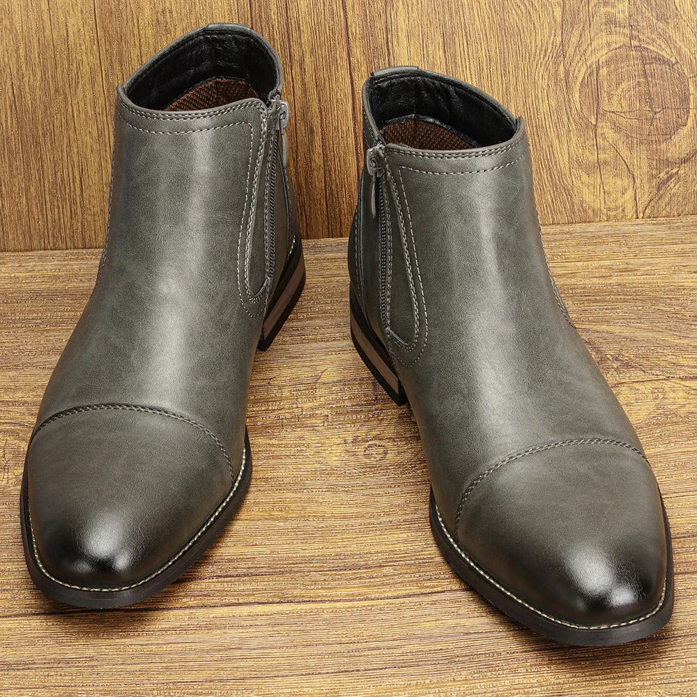 Alessio Men's Chelsea Boots – Burnished Side-Zip City Style – view 2