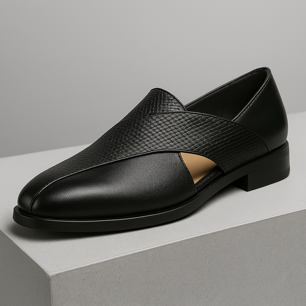 Men's Leather Cross-Strap Loafers – Smart Casual Slip-On Shoes – view 12