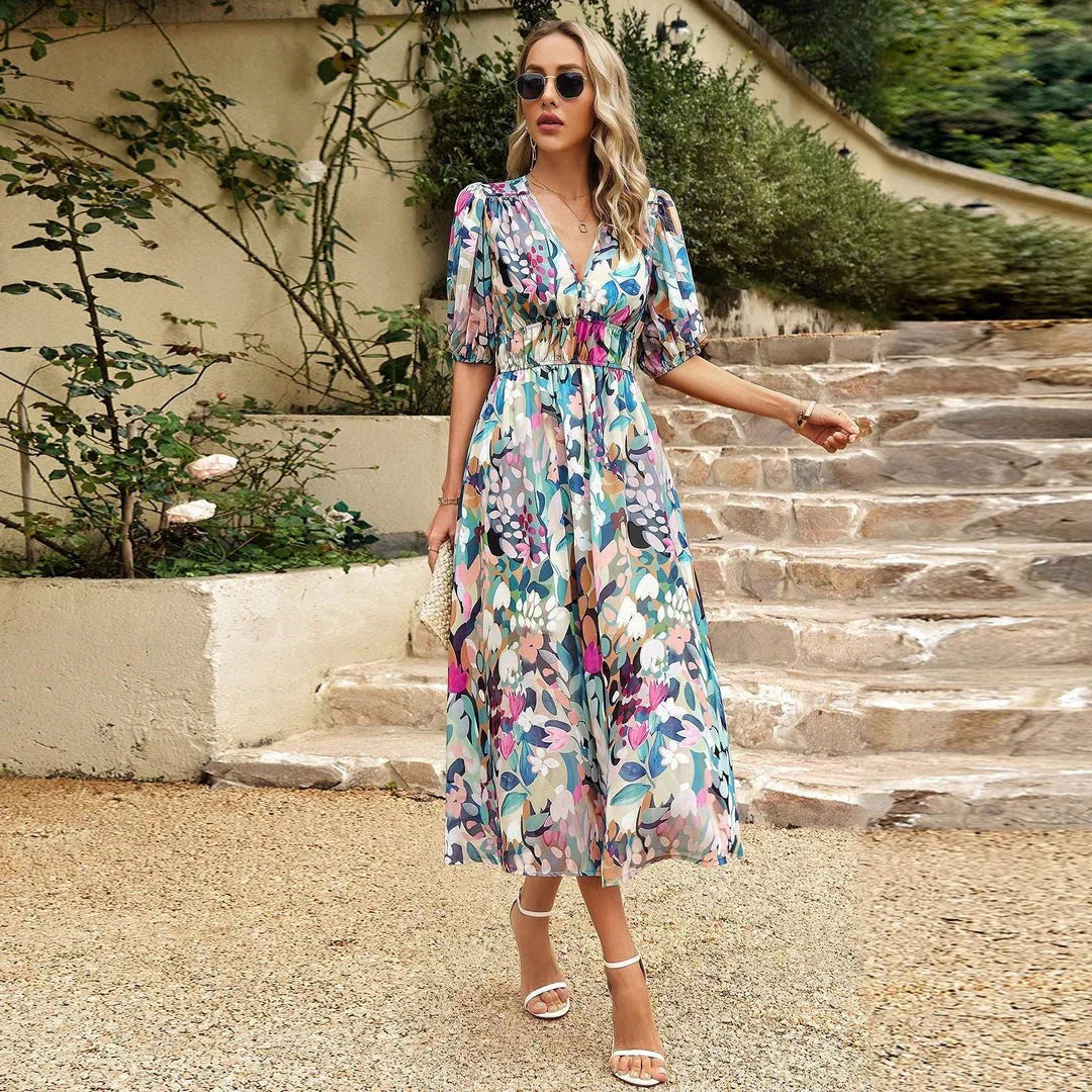 Women's V-Neck Elegance Dress - Perfect for Any Occasion