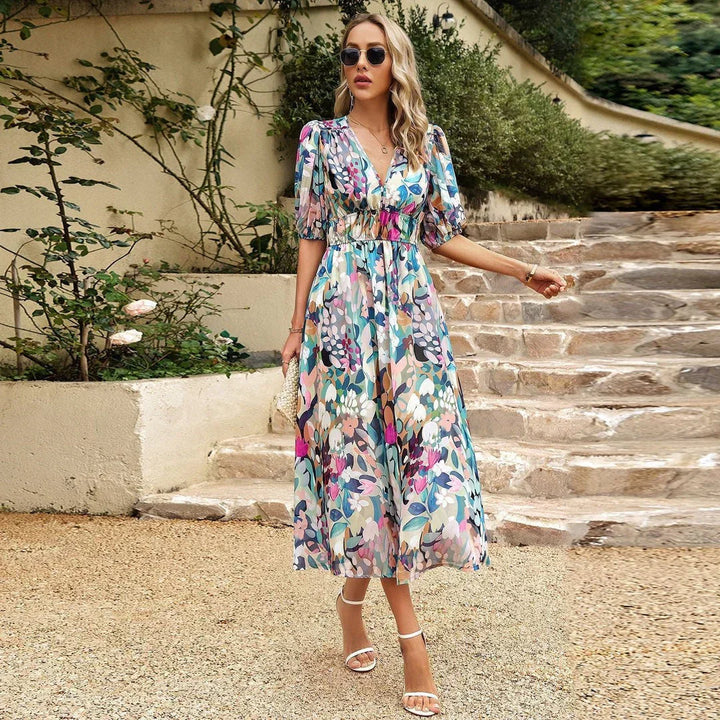 Women's V-Neck Elegance Dress - Perfect for Any Occasion