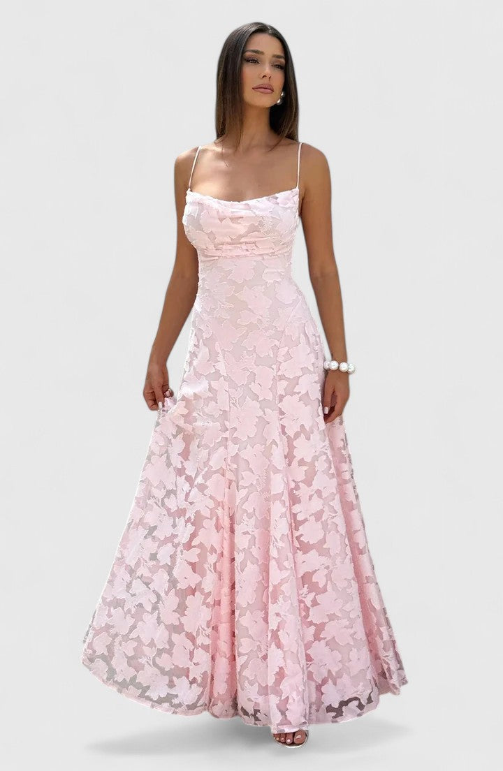 Women's Elegant Cowl Neck Maxi Dress - Wedding Guest