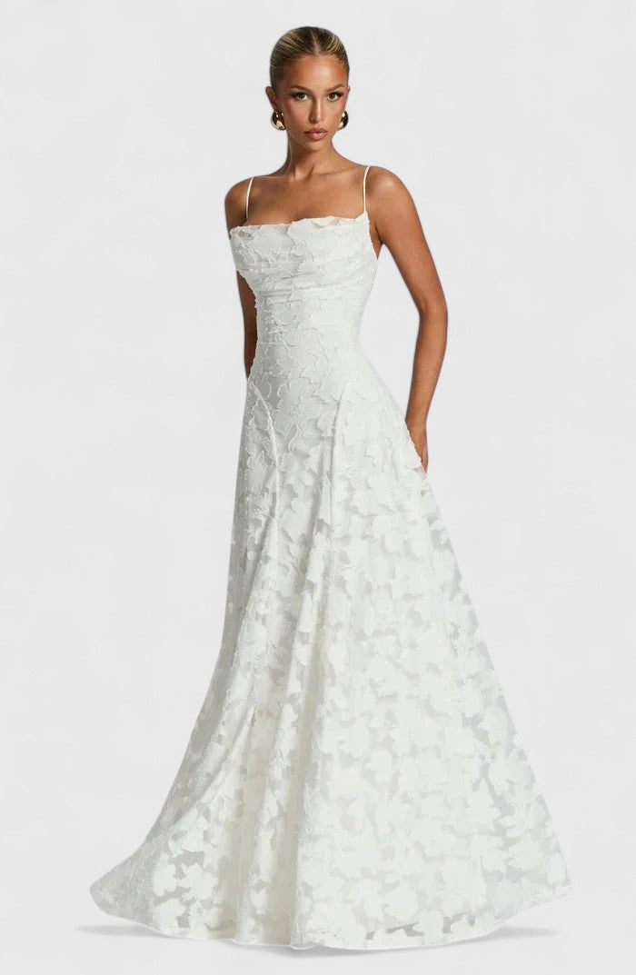 Women's Elegant Cowl Neck Maxi Dress - Wedding Guest