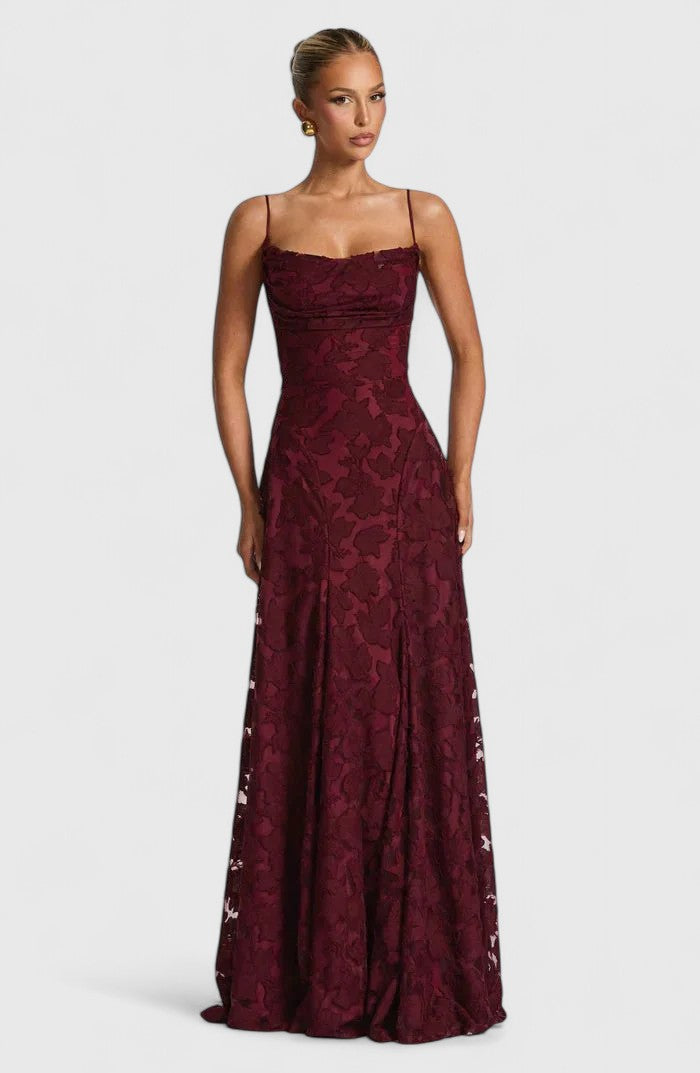 Women's Elegant Cowl Neck Maxi Dress - Wedding Guest