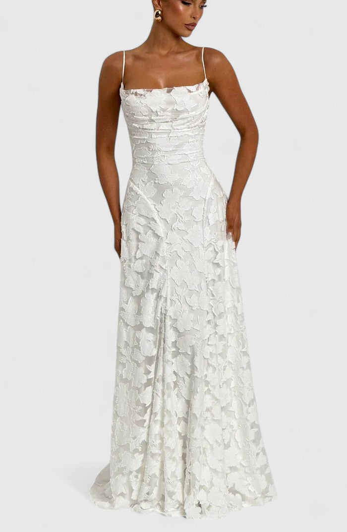 Women's Elegant Cowl Neck Maxi Dress - Wedding Guest