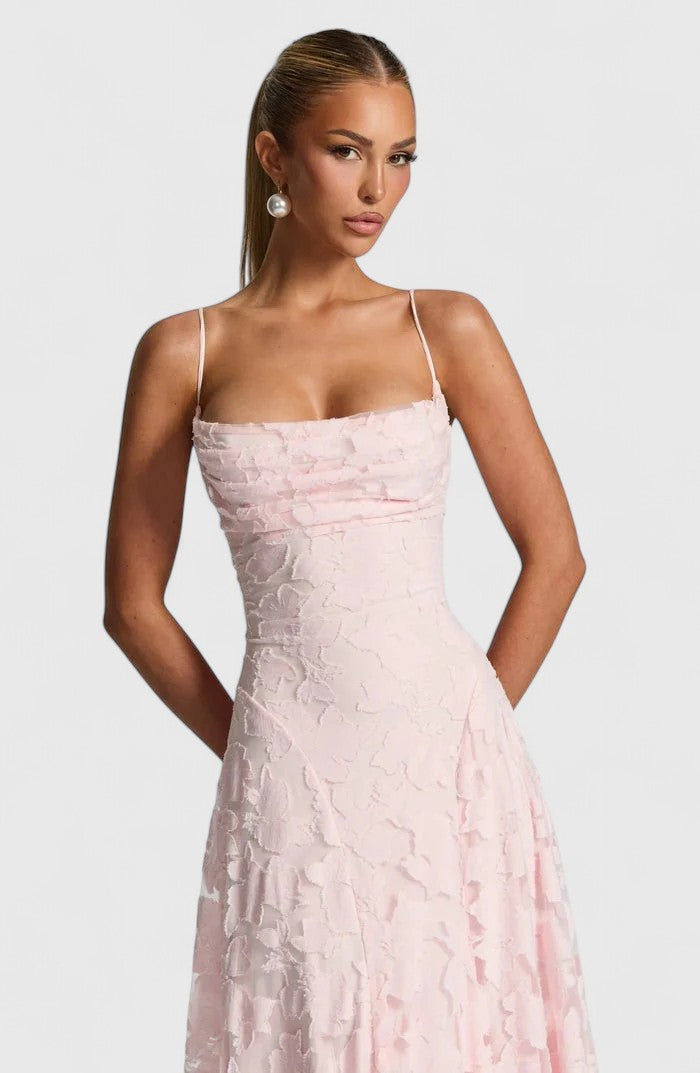 Women's Elegant Cowl Neck Maxi Dress - Wedding Guest