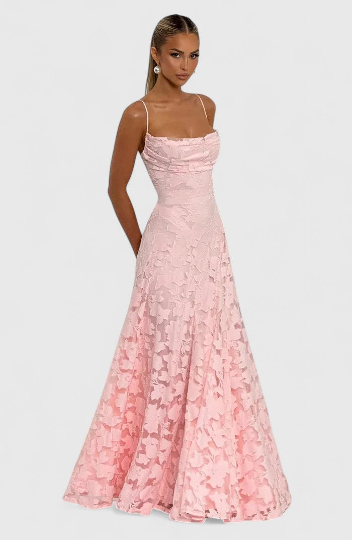 Women's Elegant Cowl Neck Maxi Dress - Wedding Guest