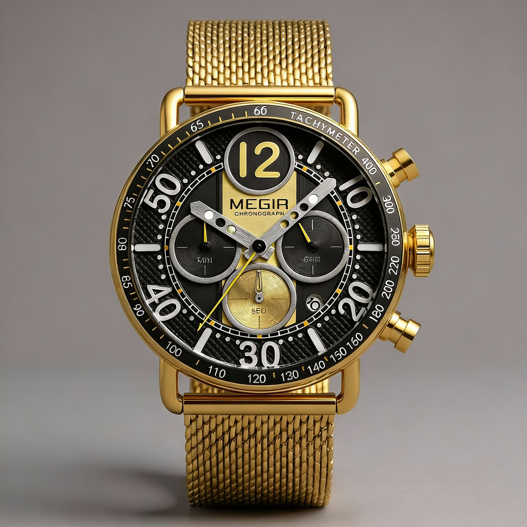 Men's Chronograph Watch 44mm – Gold-Tone Milanese Mesh Bracelet – Executive