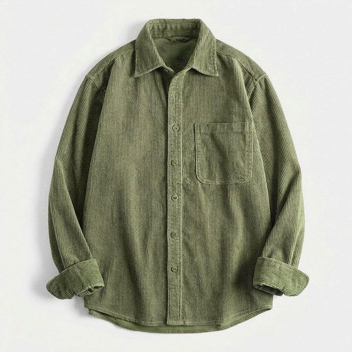 Men's Corduroy Overshirt – Soft Cotton Cord Shacket for Layering – Sage