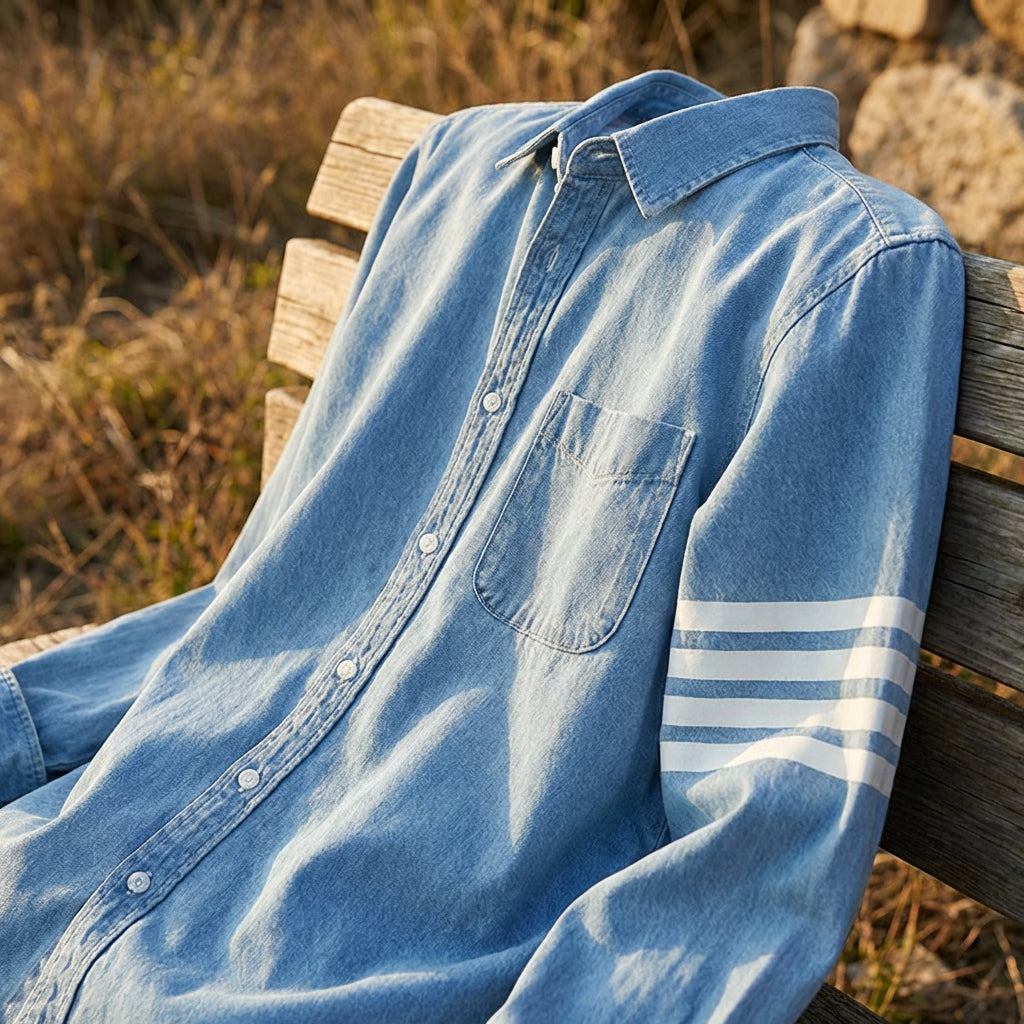 Men's Denim Shirt – Lightweight Cotton Western Shirt – view 3