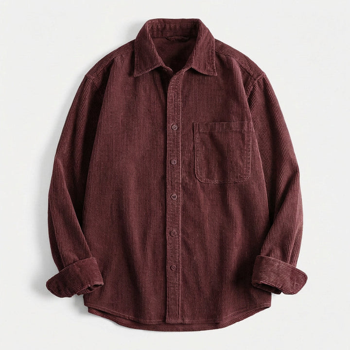 Men's Corduroy Overshirt – Soft Cotton Cord Shacket for Layering – Cabernet