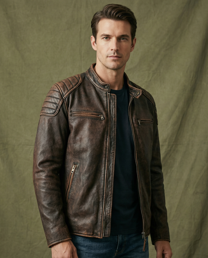 Men's Leather Moto Jacket - Full-Grain Biker Outerwear – view 5