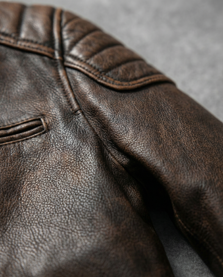Men's Leather Moto Jacket - Full-Grain Biker Outerwear – view 7