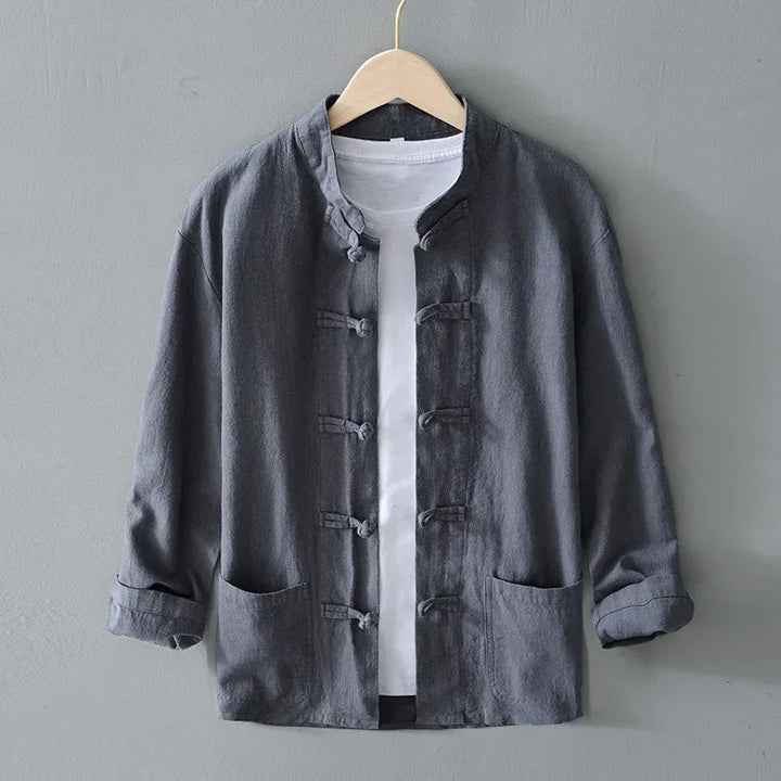 Men's Linen Mandarin Collar Shirt – Cotton-Linen Summer Shirt – view 2
